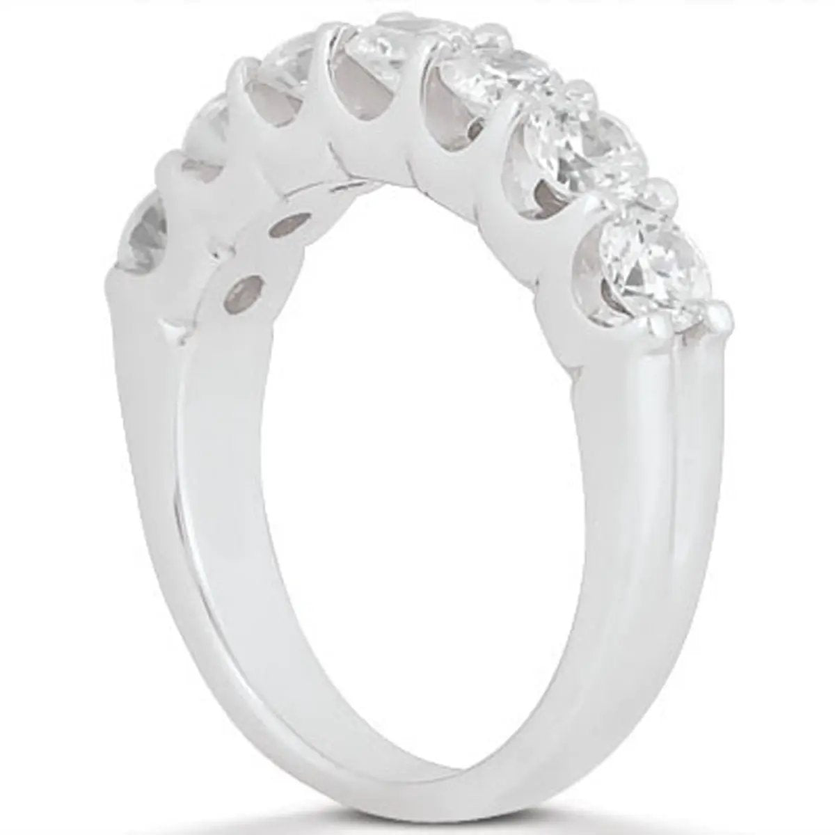 Wedding ring 14k white gold diamond scalloped shared U-prong setting by Bids.com on Tampa Home & Garden Store