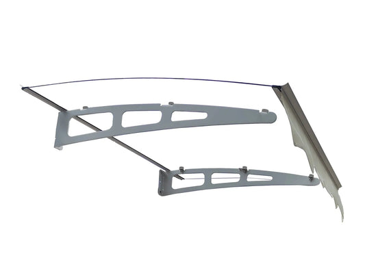 Garlugh DA4734W door window awning gray metal frame with blue curved fabric canopy on Tampa Home & Garden Store