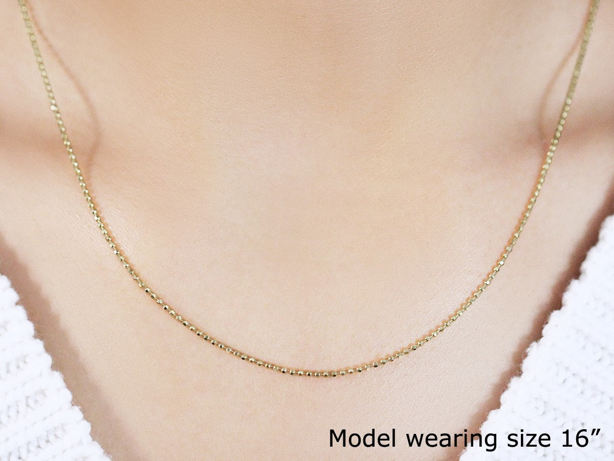14k yellow gold diamond-cut bead chain necklace 1.2mm, by Bids.com on Tampa Home & Garden Store