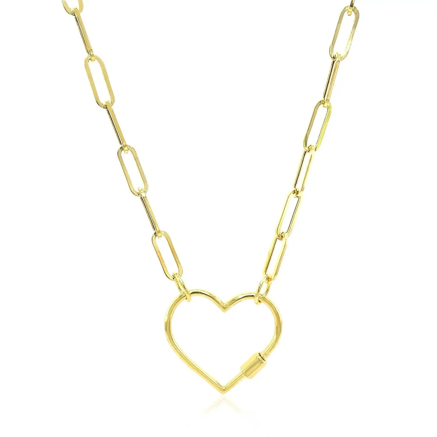 14k yellow gold paperclip chain necklace with heart pendant by Bids on Tampa Home & Garden Store