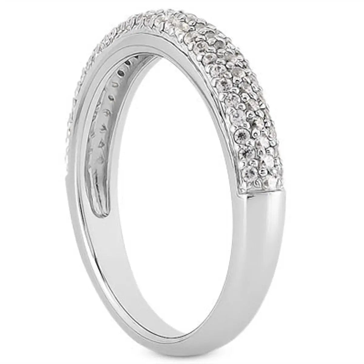 Wedding Ring Band, 14k white gold, triple multi-row micro-pave diamonds, Bids.com on Tampa Home & Garden Store