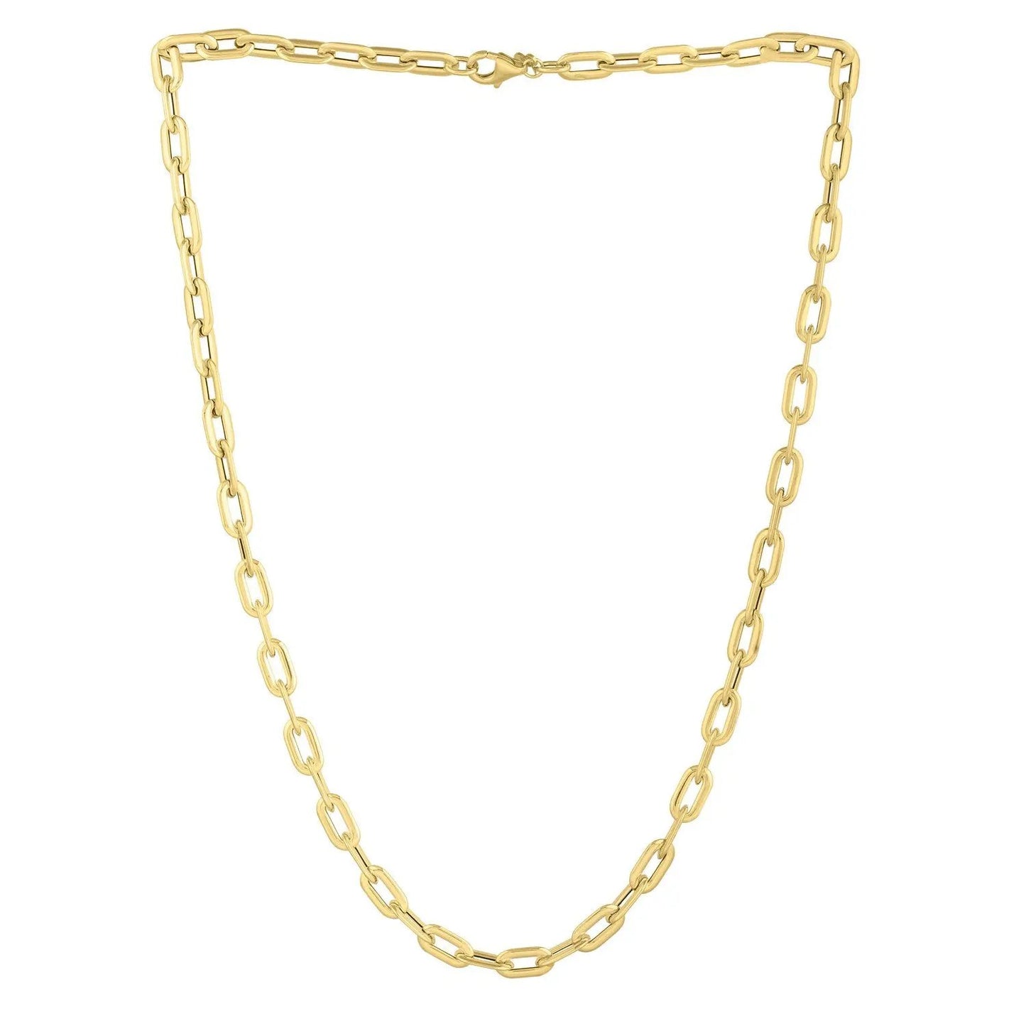 14k yellow gold oval domed paperclip necklace by Bids, elongated oval links on Tampa Home & Garden Store