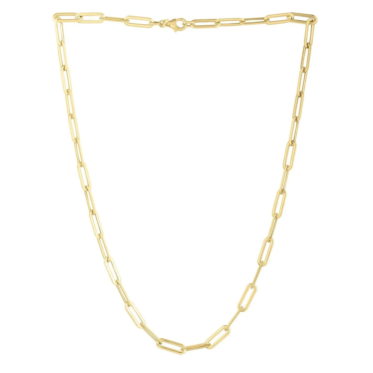 Bids 14k yellow gold paperclip chain necklace, 18 inch length on Tampa Home & Garden Store
