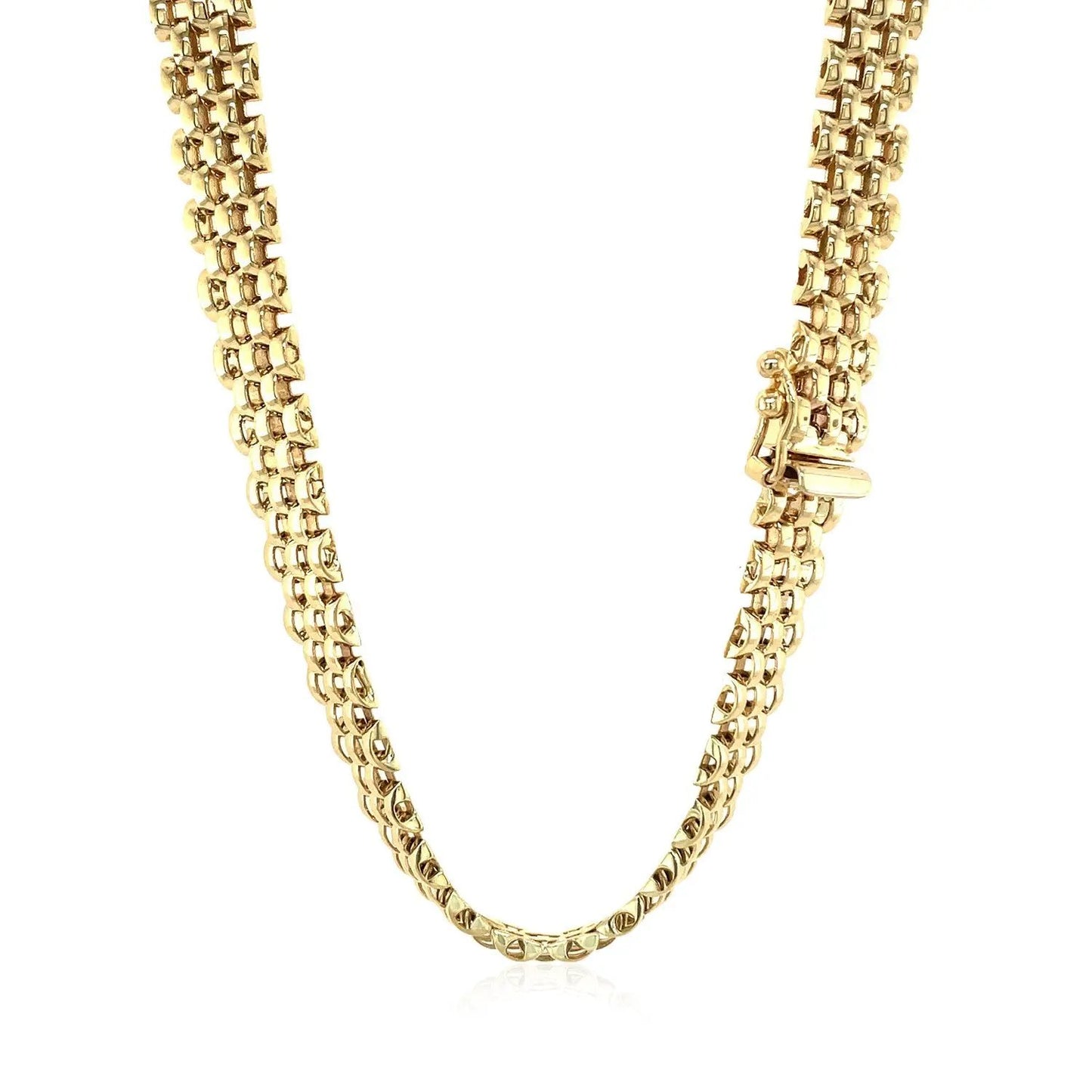 14k yellow gold panther-link necklace, multi-row bold chain with box-style links on Tampa Home & Garden Store