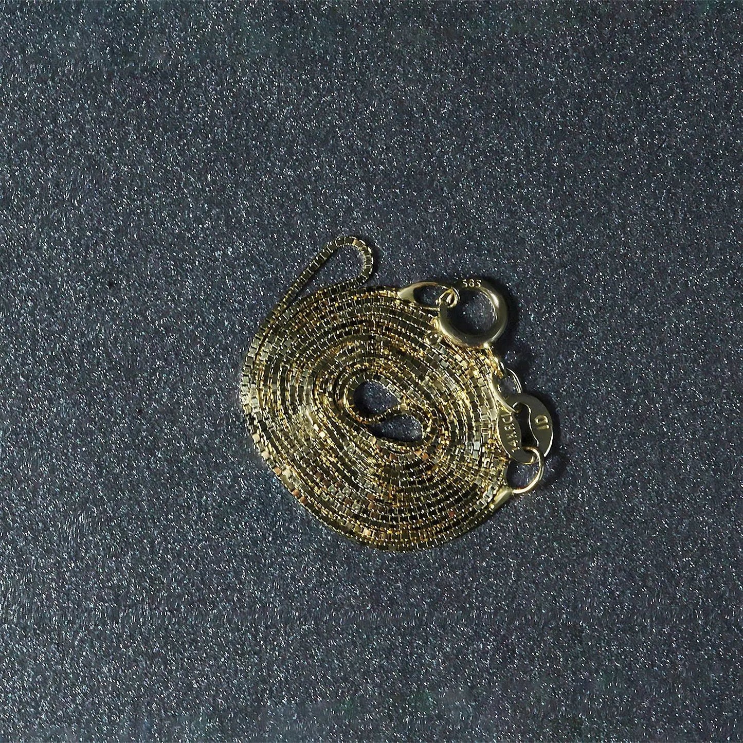 14k yellow gold box chain necklace with a circular spiral pendant, Bids.com on Tampa Home & Garden Store