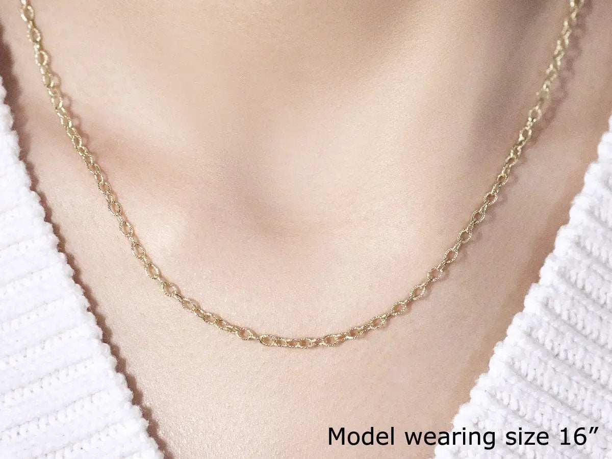 2.5mm 14k yellow-gold textured-link pendant chain necklace on Tampa Home & Garden Store