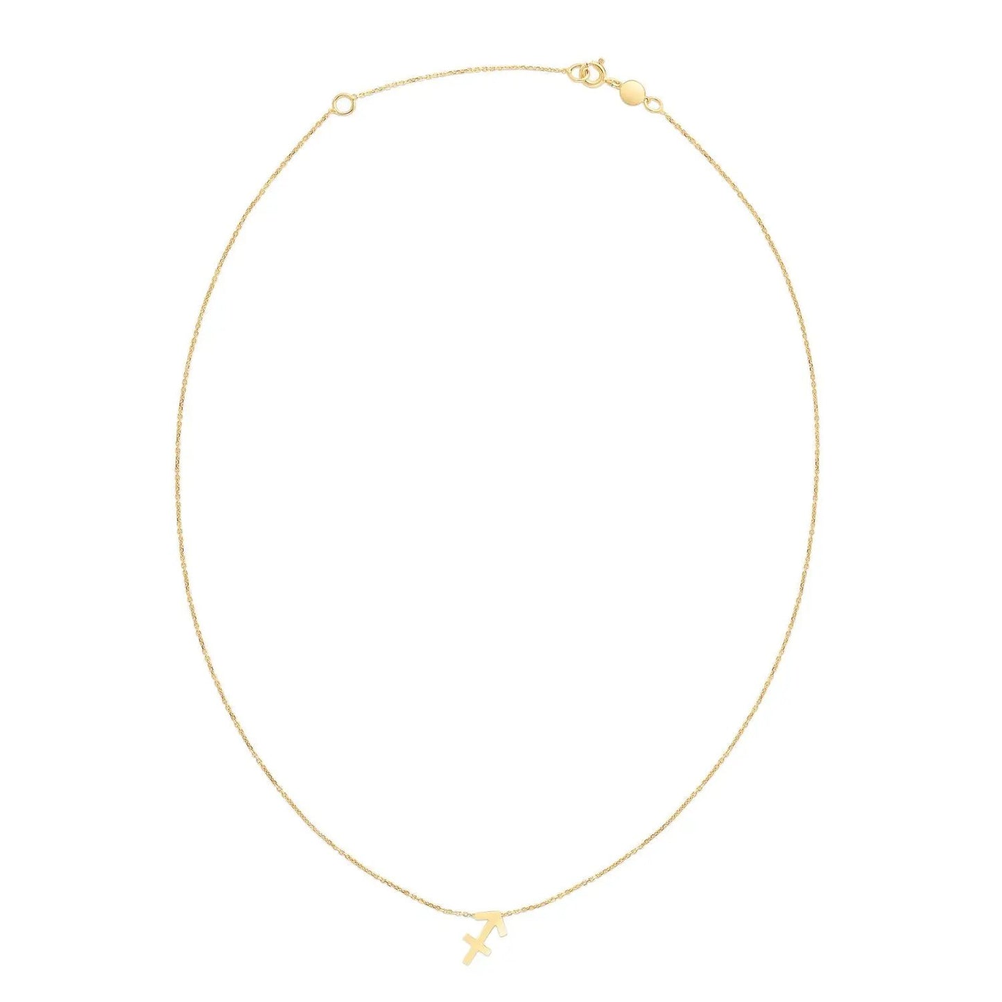 14K yellow gold Sagittarius necklace with 18-inch delicate chain and pendant on Tampa Home & Garden Store