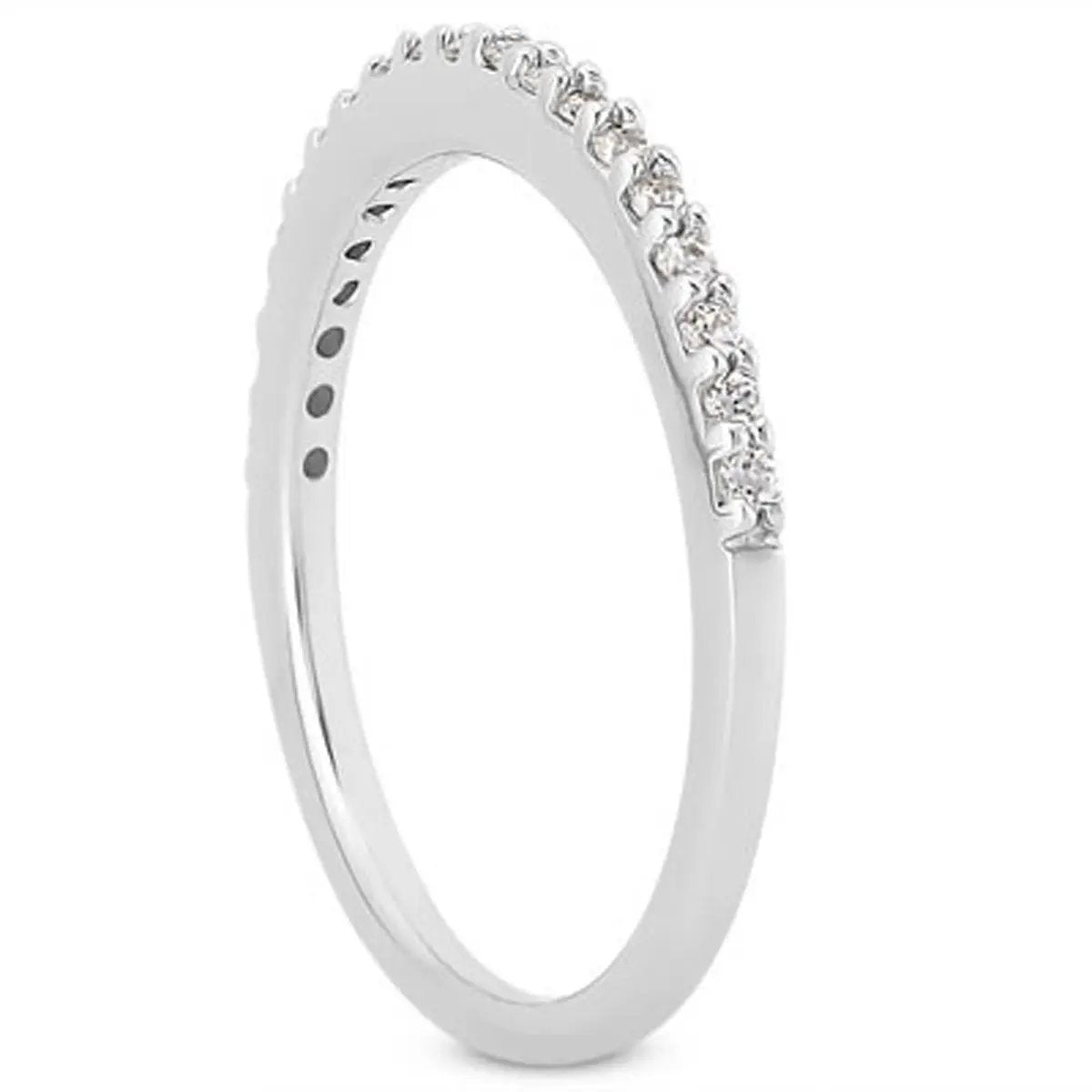 14k white gold diamond wedding ring band with micro prong setting, slim profile by Bids.com on Tampa Home & Garden Store