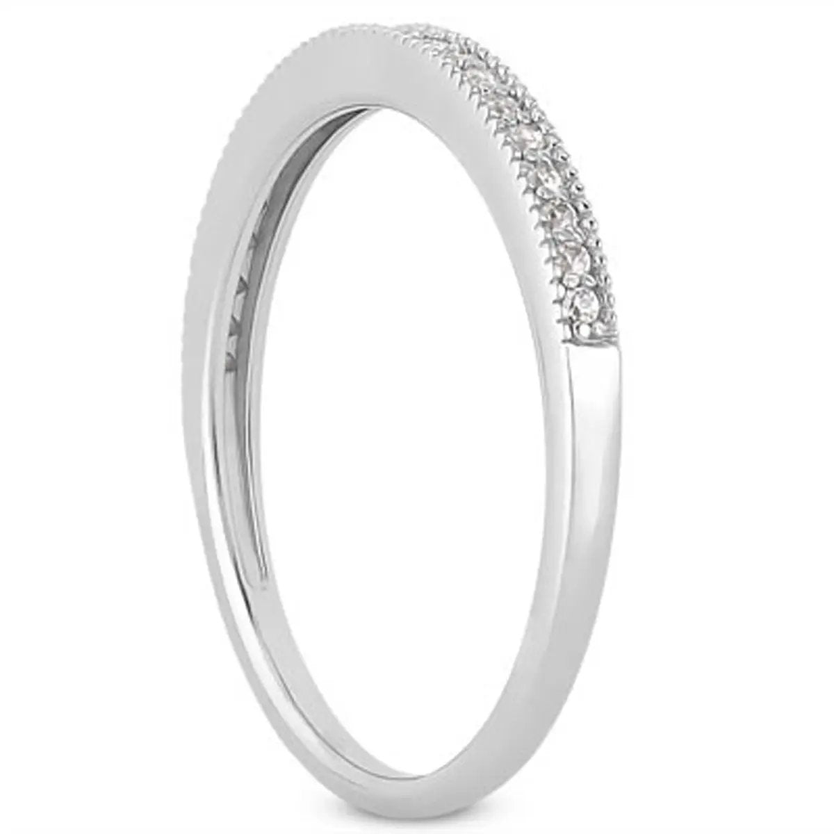 Wedding ring 14k white gold micro pave diamonds with milgrain edge by Bids.com on Tampa Home & Garden Store