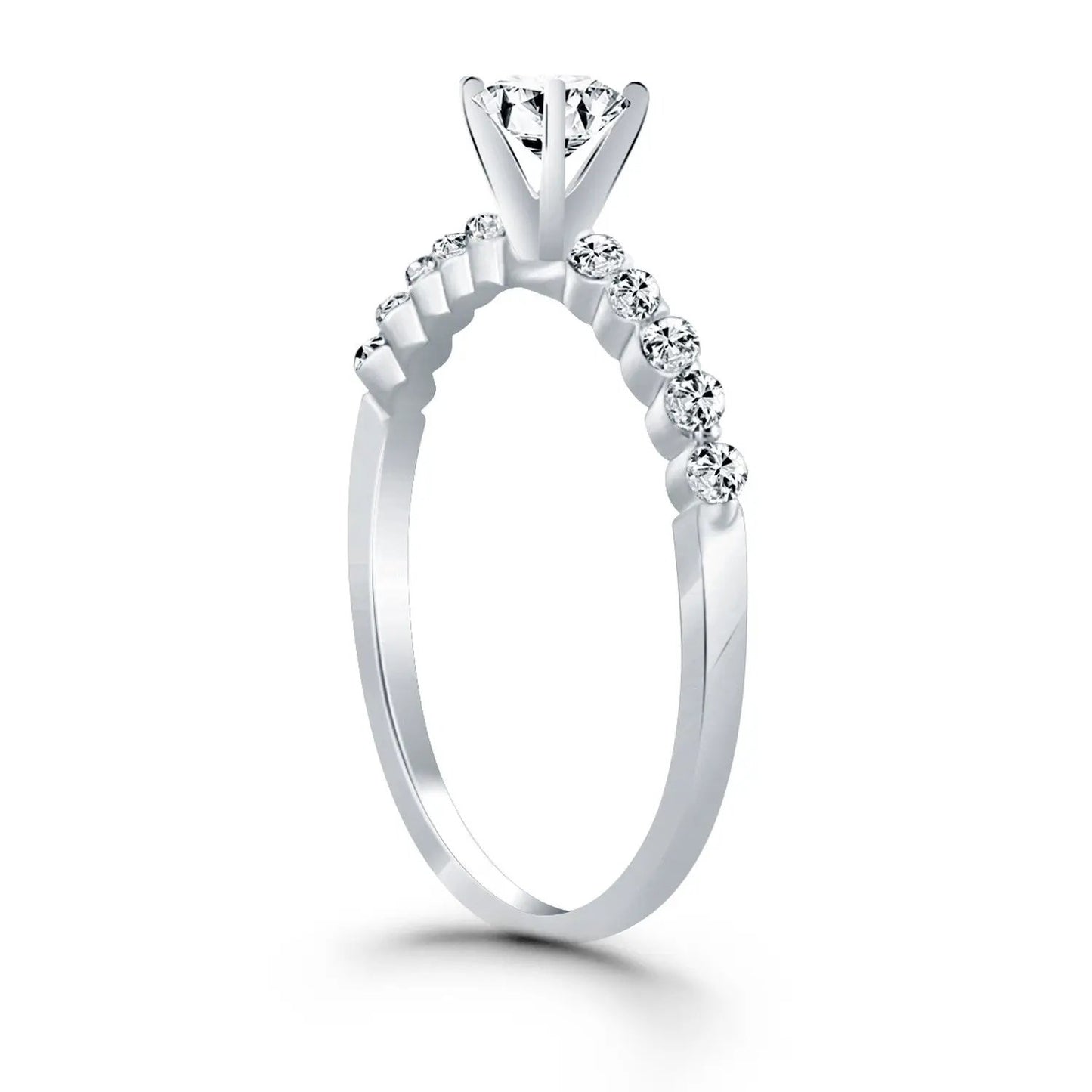 14k white gold diamond engagement ring with shared-prong accents and a prominent center diamond on Tampa Home & Garden Store