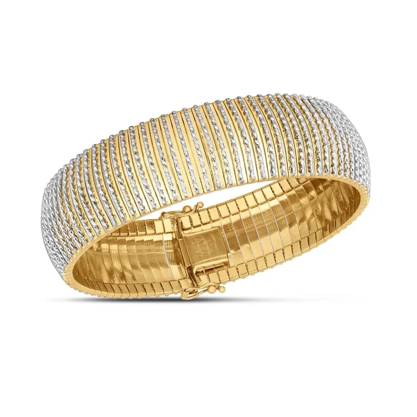 14k yellow gold bold diamante flex bracelet by Bids with silver-tone links on Tampa Home & Garden Store