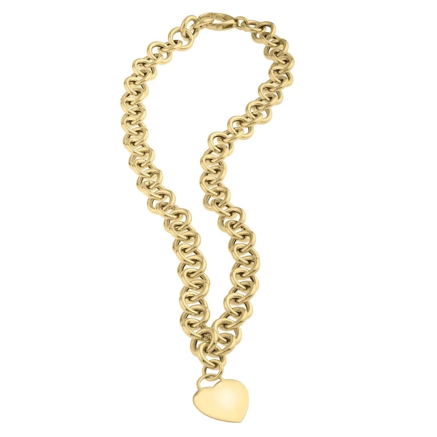 14K yellow gold rolo link necklace with heart tag pendant on Tampa Home & Garden Store