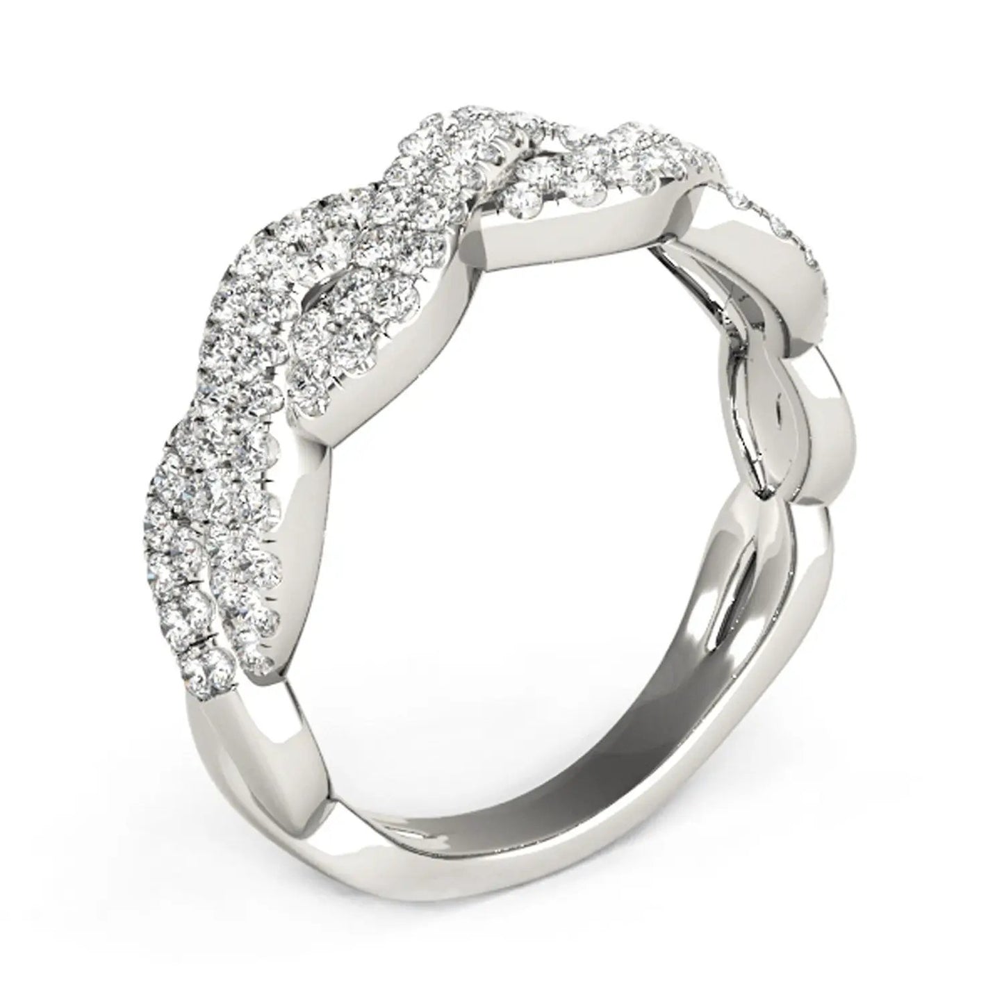 Diamond Studded Interlocking Waves Ring in 14k White Gold, 5/8 cttw by Bids.com on Tampa Home & Garden Store
