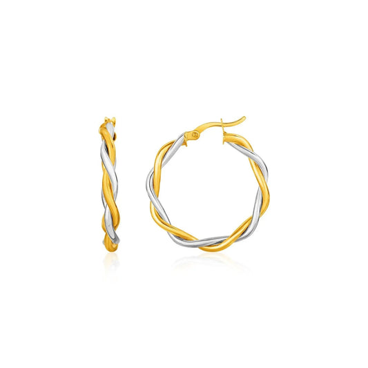 Two Tone Twisted Wire Hoop Earrings in 10K Yellow and White Gold, by Bids on Tampa Home & Garden Store