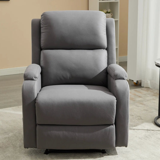PU Leather Recliner Chair with 3 Positions in gray upholstery, cushioned headrest and padded arms on Tampa Home & Garden Store