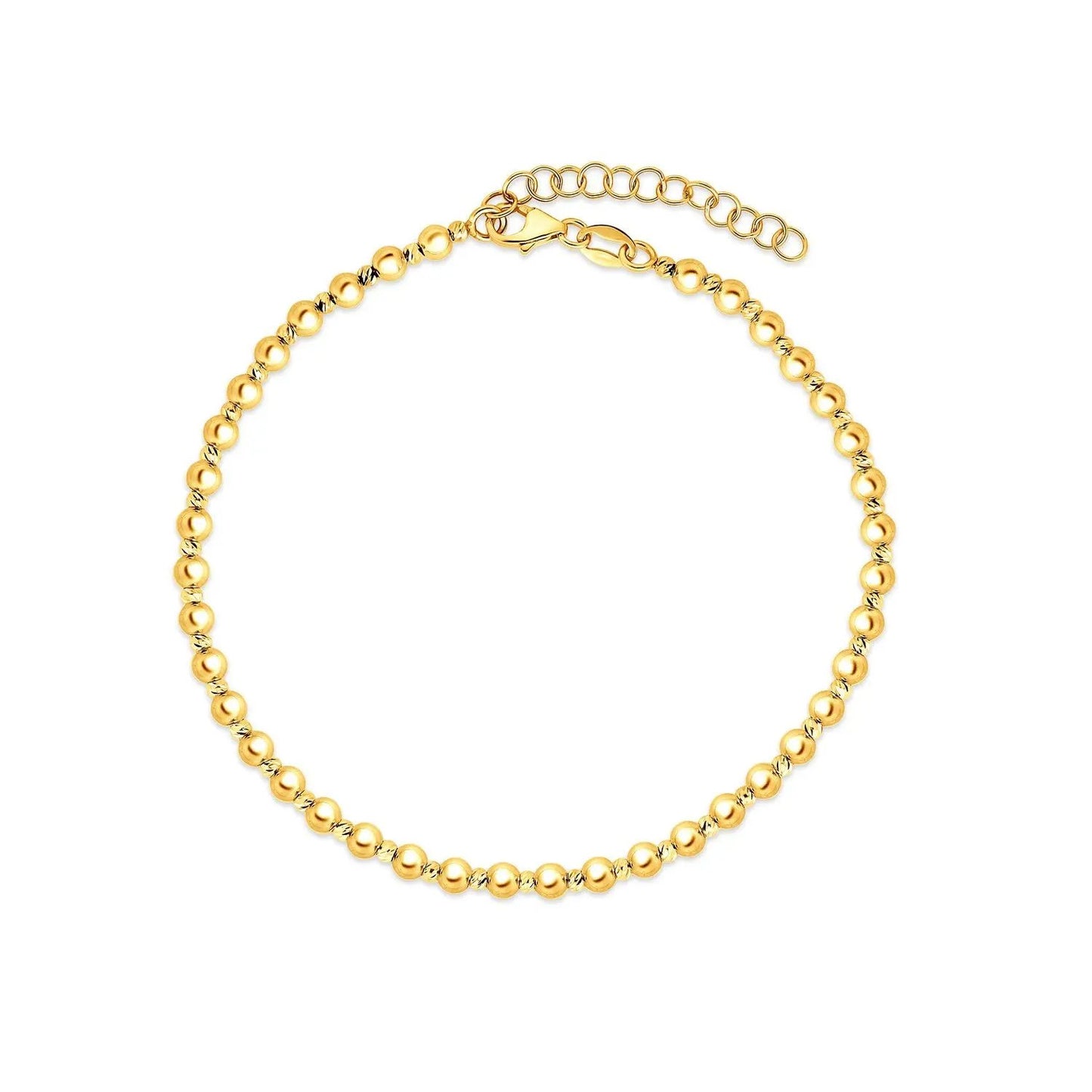 14k yellow gold spaced bead bracelet 3mm beads with extender chain Bids on Tampa Home & Garden Store