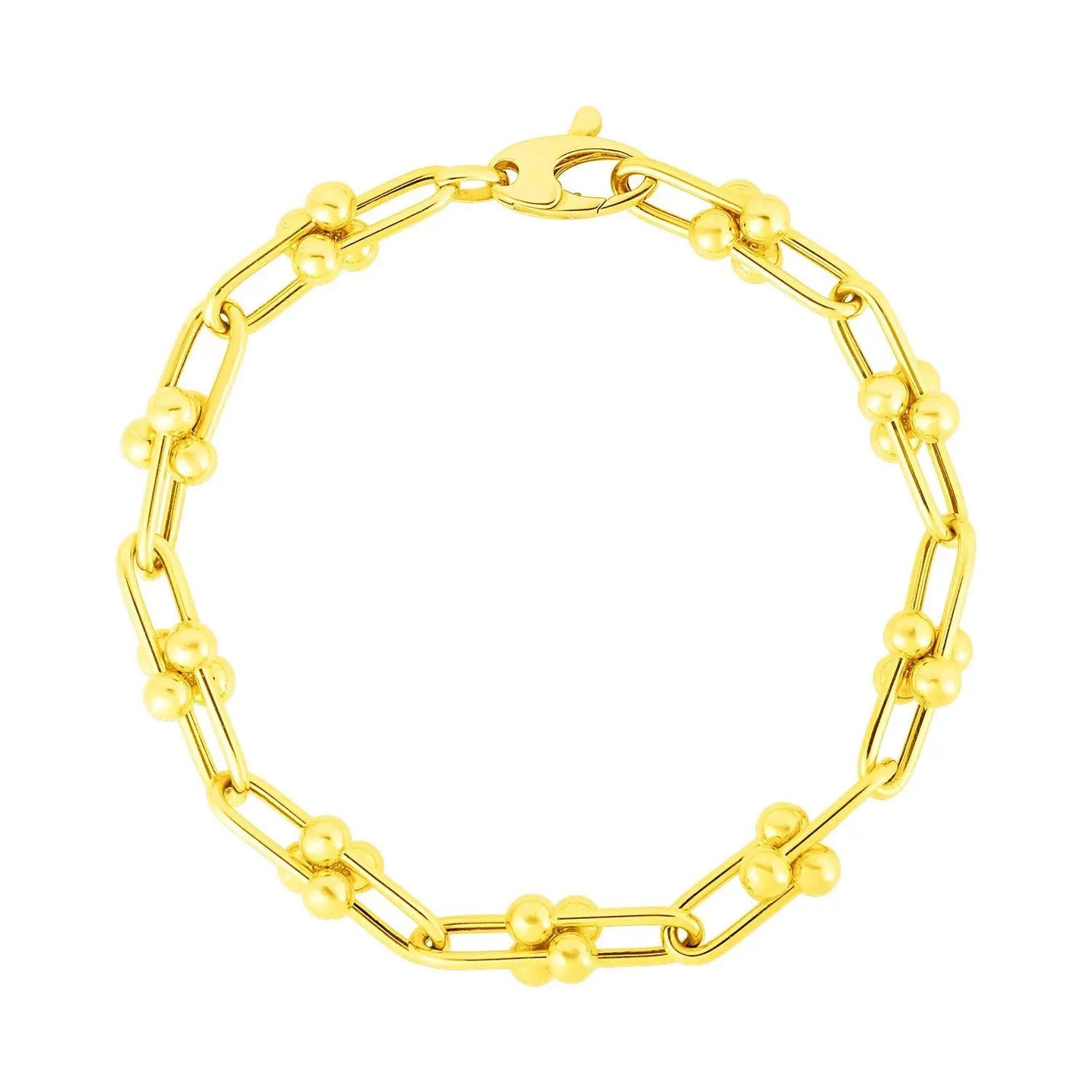 14K yellow gold Jax chain bracelet with bead stations, 7-inch length, lobster clasp on Tampa Home & Garden Store