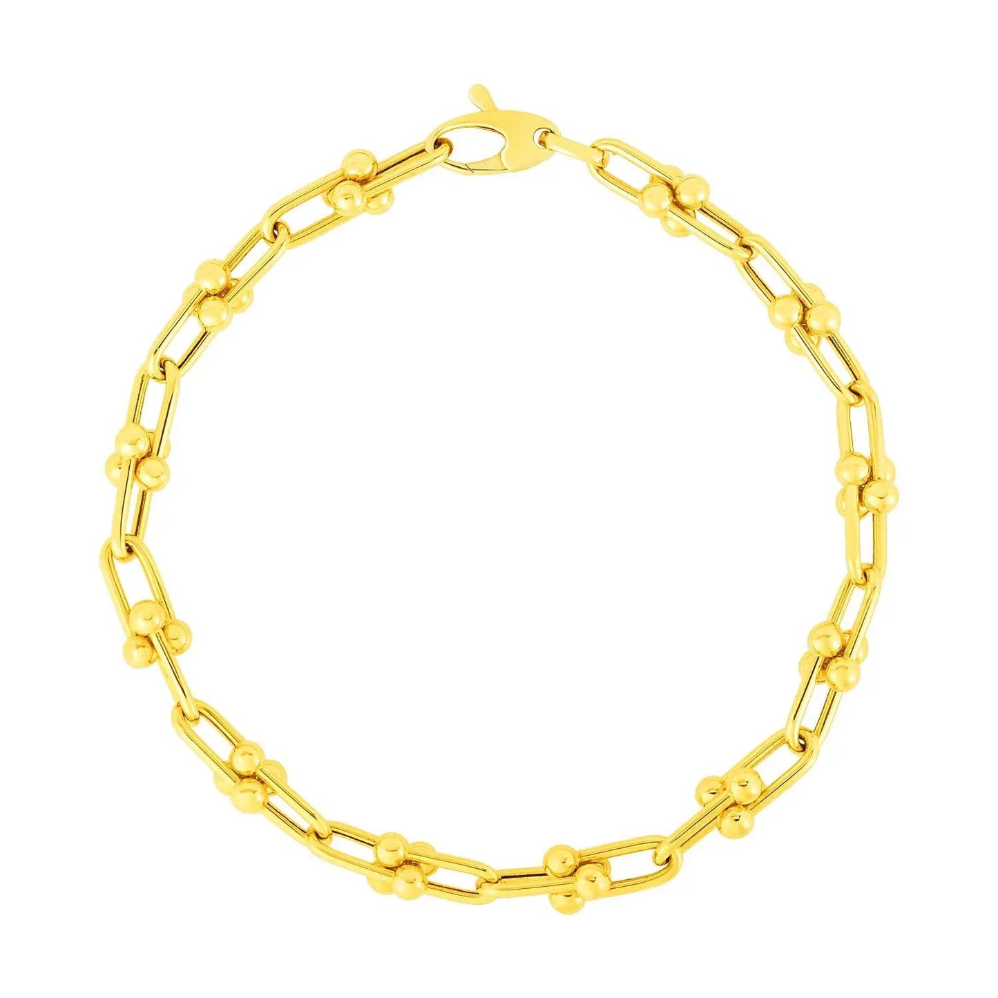 14K gold Jax chain bracelet with bead-accented links and lobster clasp, 7.5 inches on Tampa Home & Garden Store