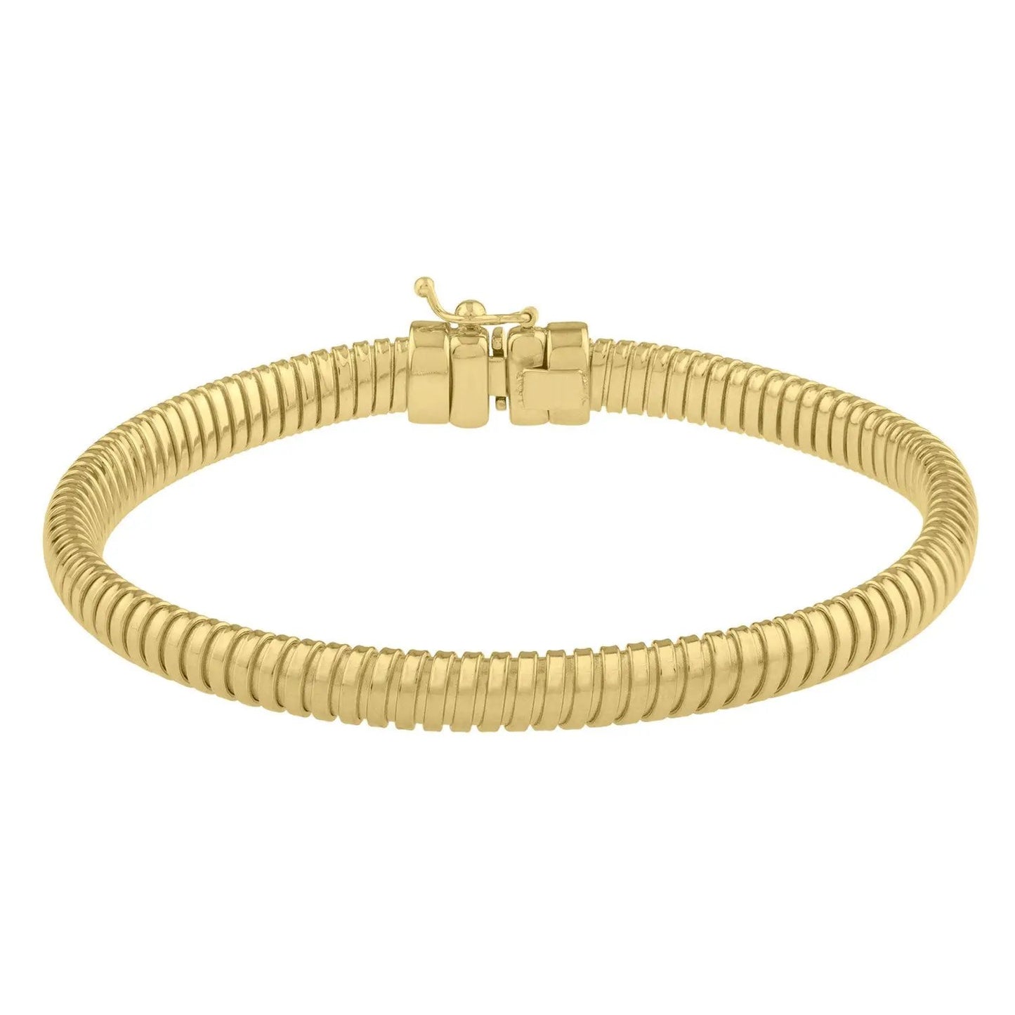 14K yellow gold tubogas bracelet 7 in box clasp by Bids on Tampa Home & Garden Store