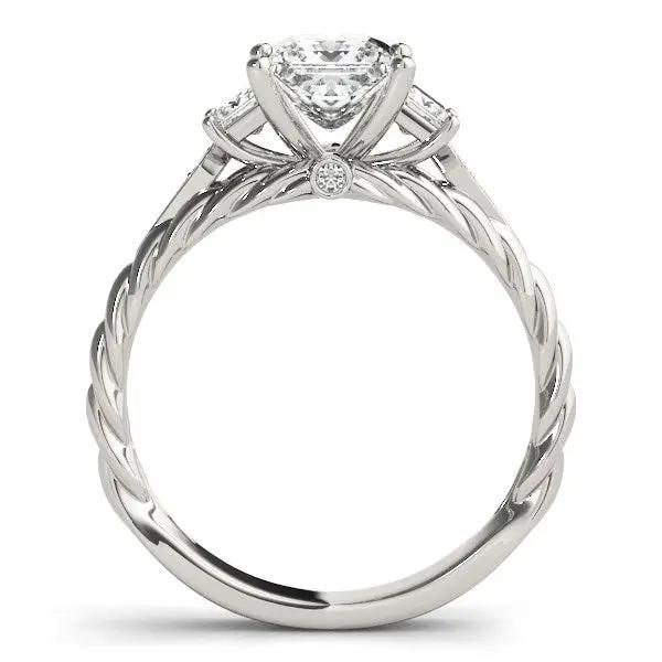 14k white gold 3-stone princess-cut diamond ring by Bids.com with antique twisted band on Tampa Home & Garden Store