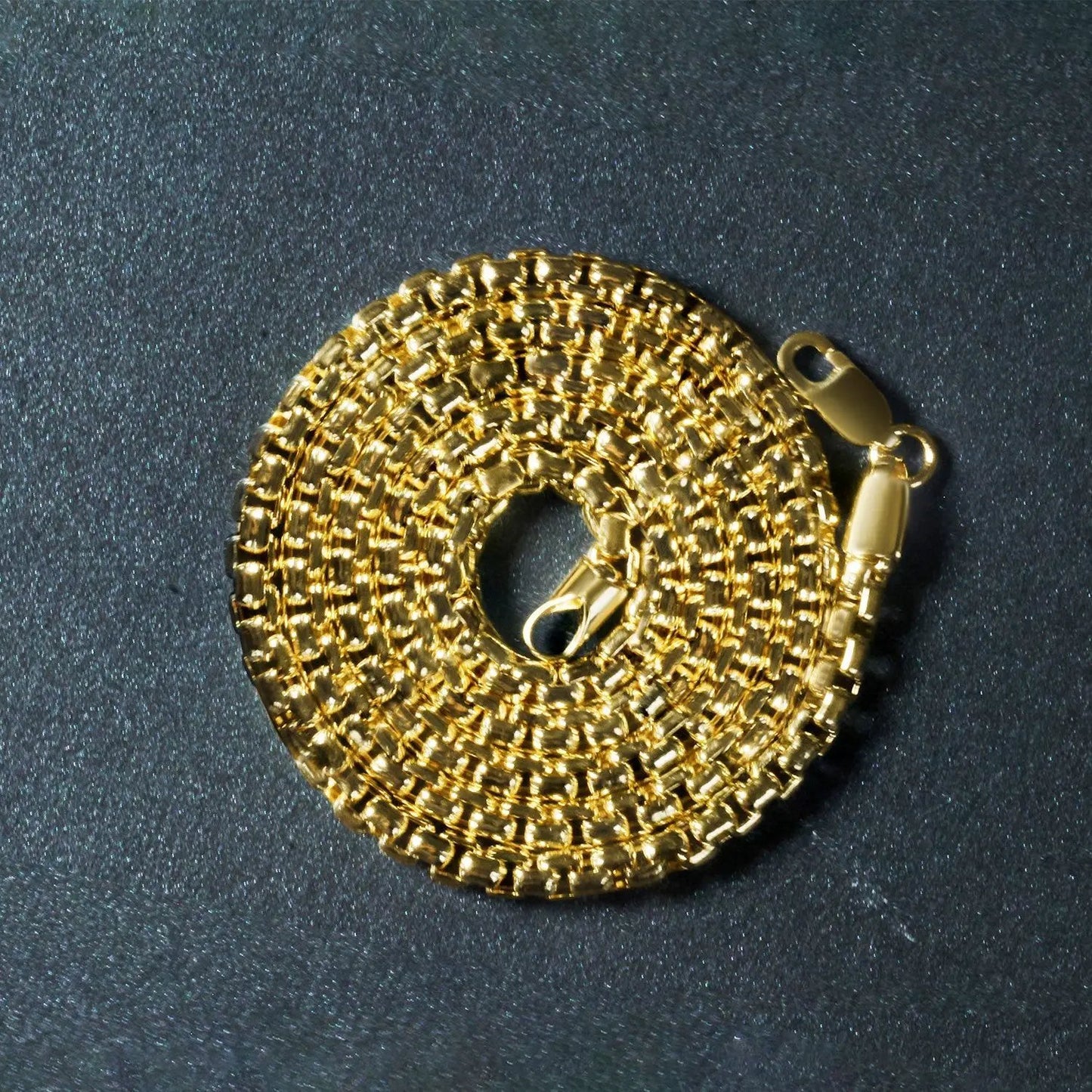 3.4mm 14k yellow gold round box chain necklace with coiled links on Tampa Home & Garden Store