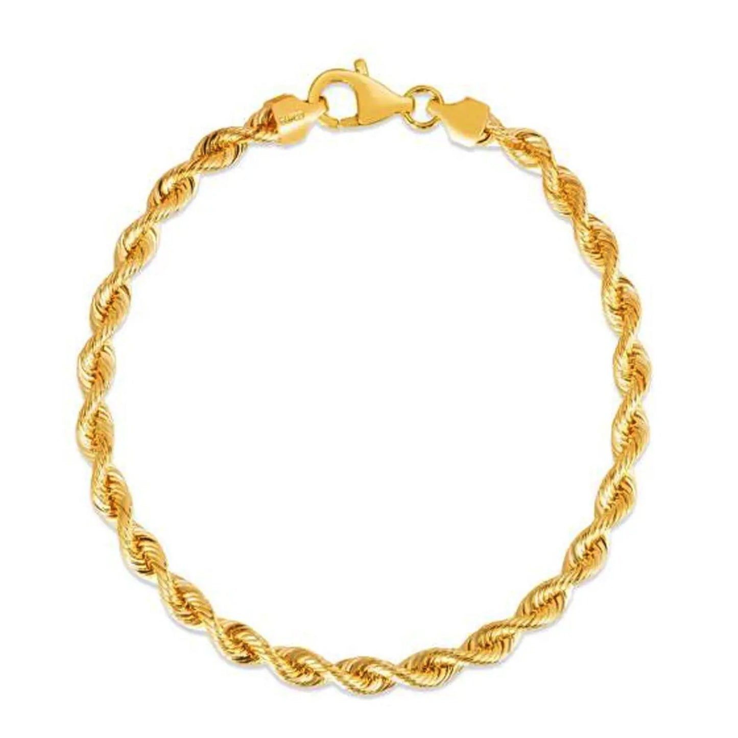 Silk rope chain bracelet 14K yellow gold by Bids with twisted rope links on Tampa Home & Garden Store