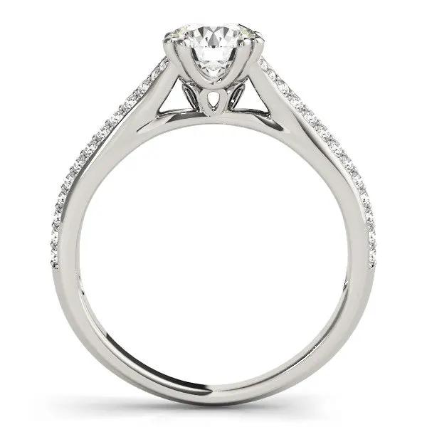 14k white gold double-prong multirow band diamond engagement ring with center stone and pavé band on Tampa Home & Garden Store