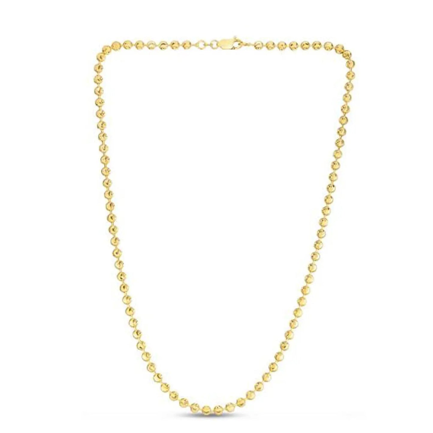 Moon Cut Bead Chain Necklace in 14k Yellow Gold, 4.00mm beads on Tampa Home & Garden Store