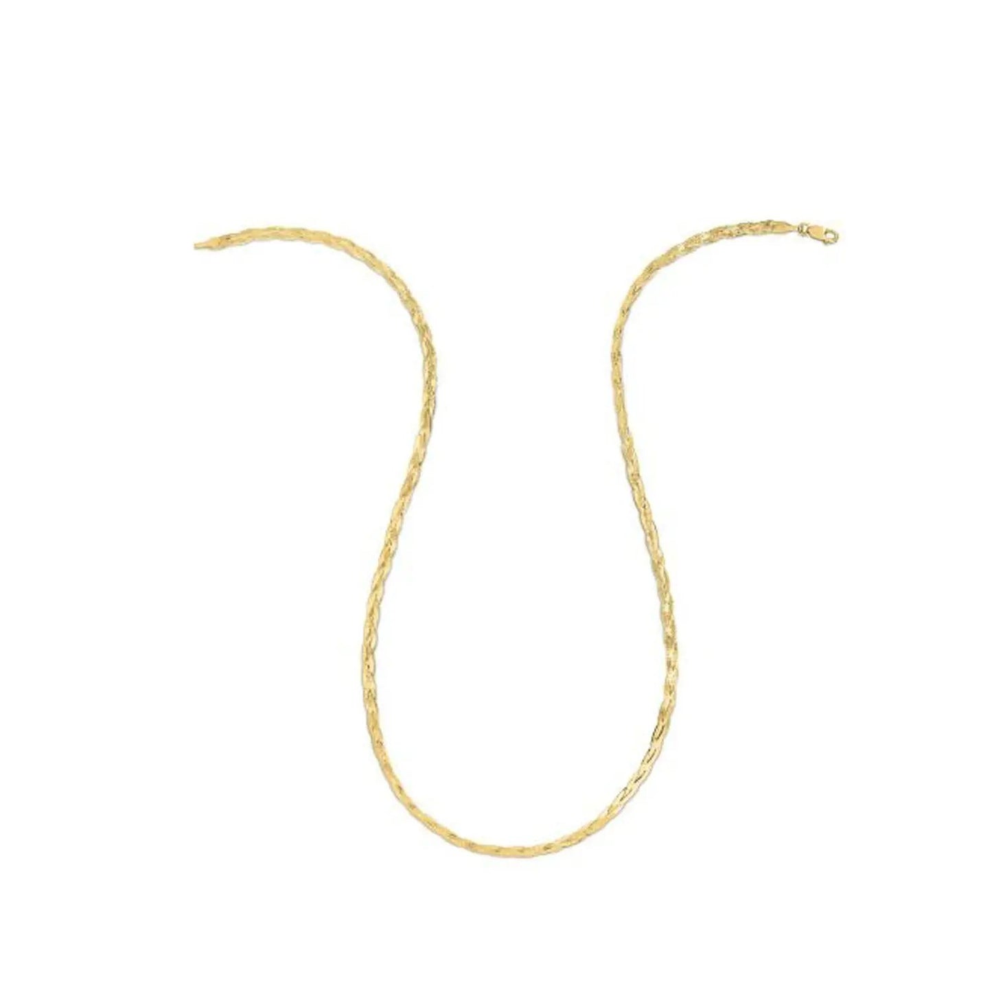 14k yellow gold braided herringbone chain necklace 3.20 mm by Bids.com on Tampa Home & Garden Store