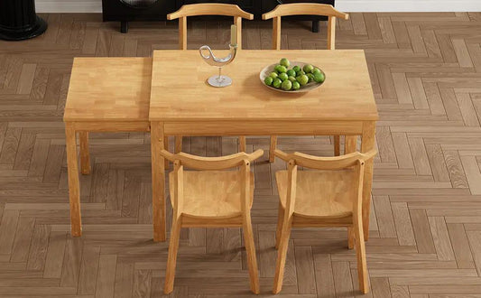 Topmax 65-inch extendable farmhouse dining table set with 4 light oak chairs on Tampa Home & Garden Store