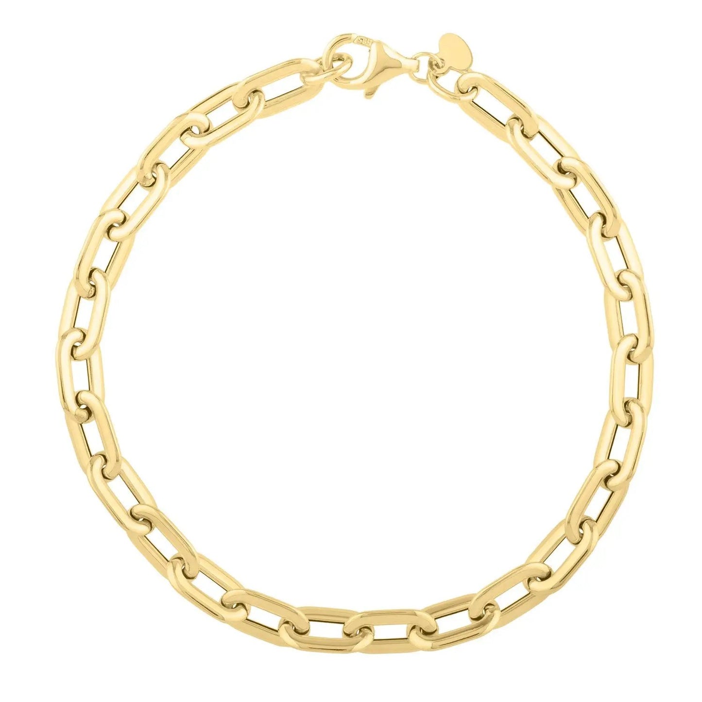 14k yellow gold oval domed paperclip bracelet by Bids with polished elongated links on Tampa Home & Garden Store