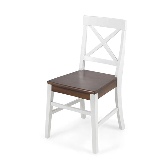 Roshan acacia wood dining chair with white frame and walnut seat on Tampa Home & Garden Store