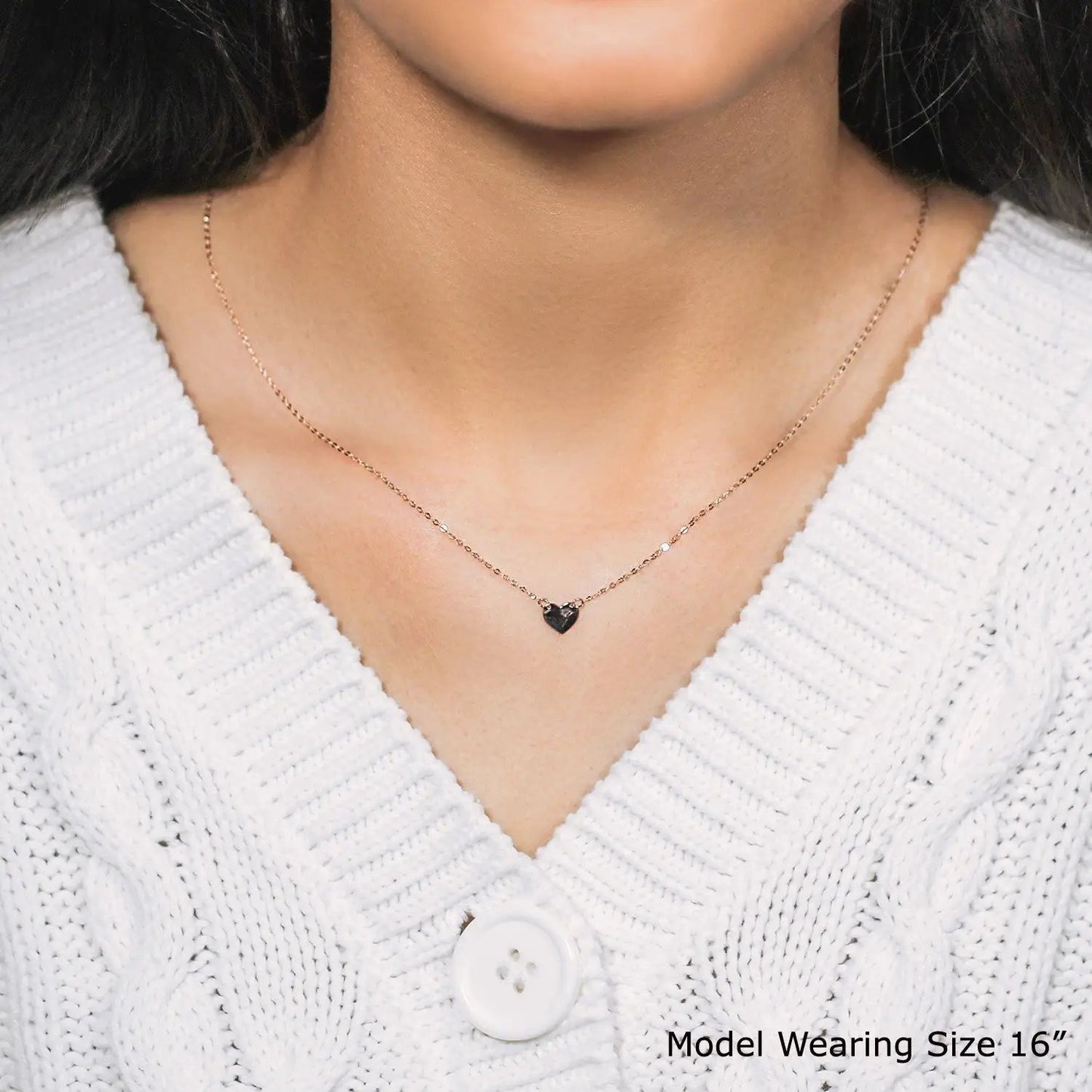 14K Rose Gold Delicate Mini Heart Necklace by Bids, slim chain with tiny heart pendant on Tampa Home & Garden Store