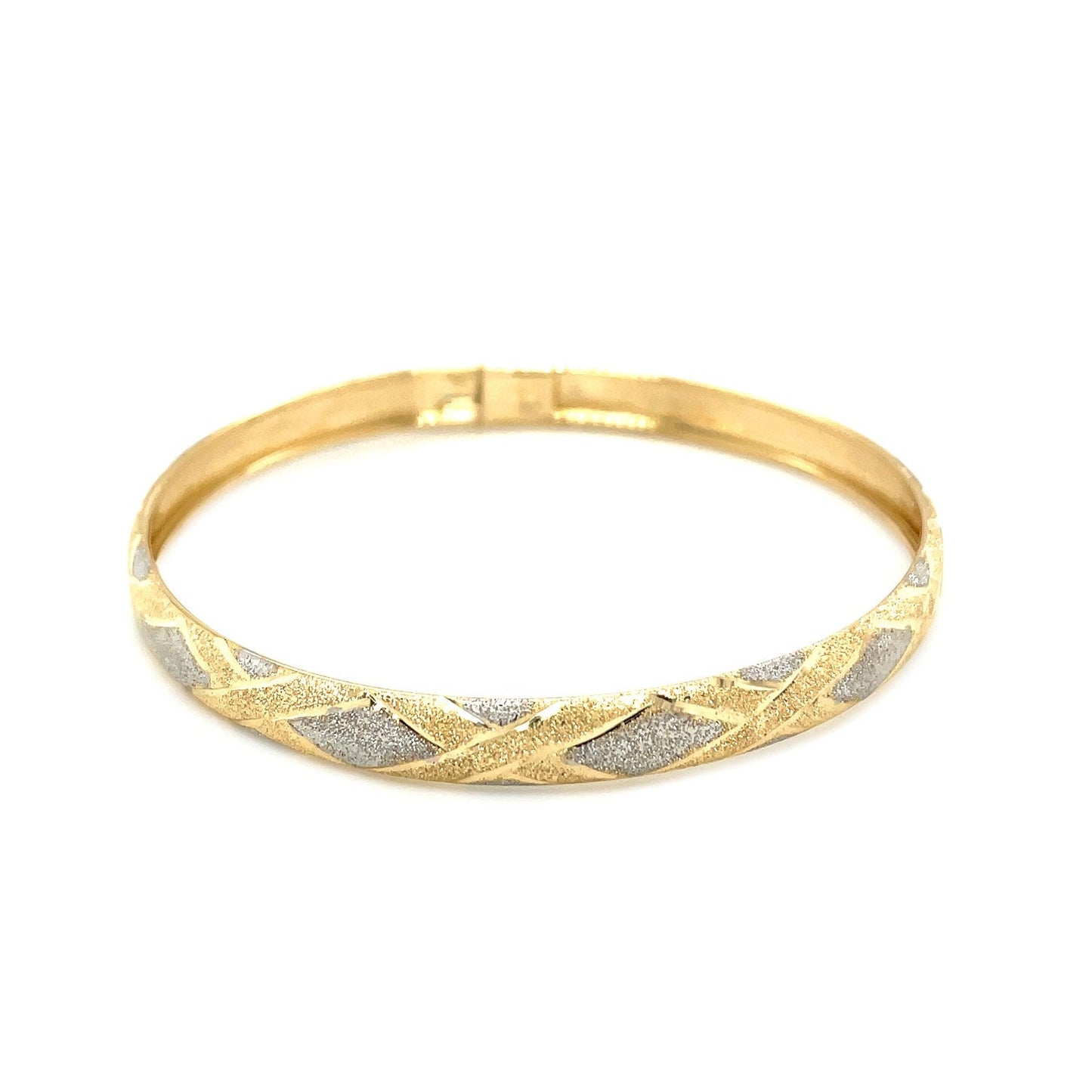 Bracelet: 10k two-tone gold geometric diamond motif bangle with silver inlays by Bids.com on Tampa Home & Garden Store