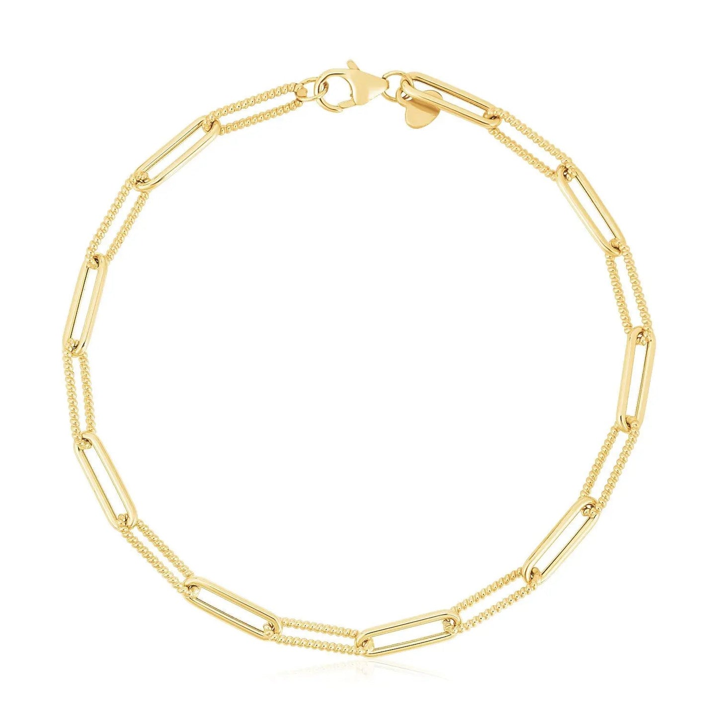 Bracelet 14k yellow gold bead paperclip links, delicate chain on Tampa Home & Garden Store