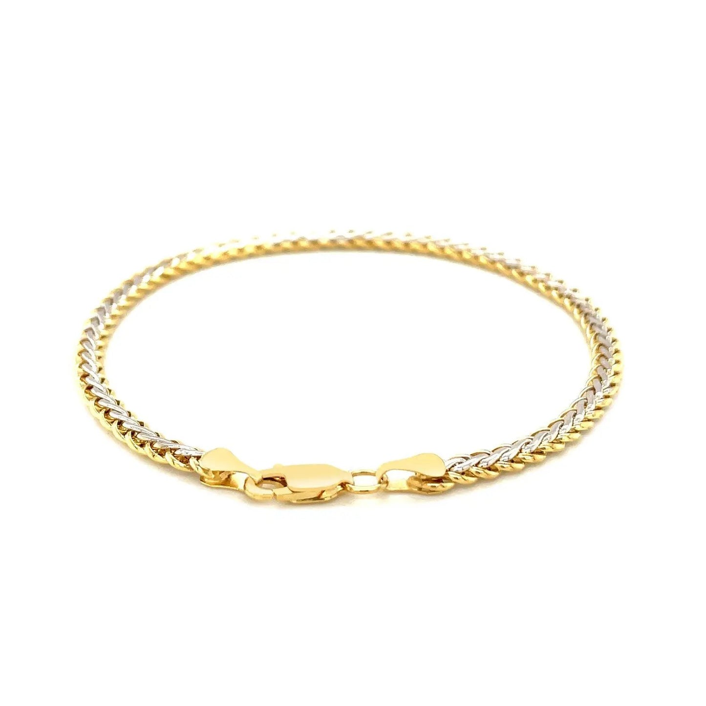 Two-Toned Fine Wheat Chain Bracelet in 10k Yellow and White Gold - Tampa Home & Garden Store