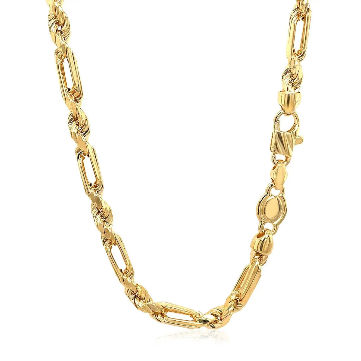 Figaro chain necklace 14K yellow gold by Bids with elongated polished links on Tampa Home & Garden Store