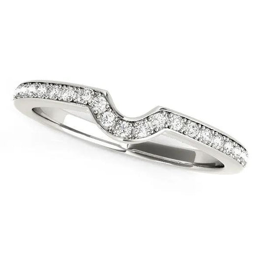 Ring 14k white gold modern curved prong-set diamond wedding band (1/8 cttw), Bids.com on Tampa Home & Garden Store