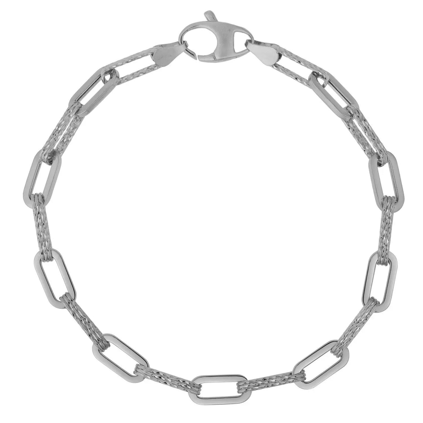 14K white gold diamante paperclip chain bracelet with rectangular links by Bids on Tampa Home & Garden Store