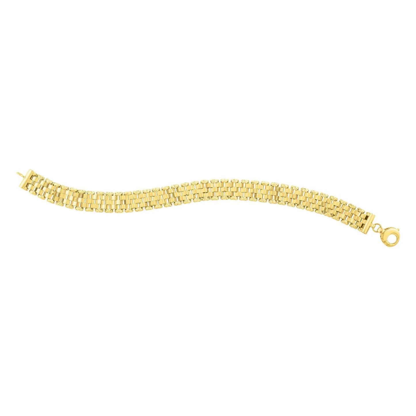 14K yellow gold panther link bracelet with box-style links and curved form, secure clasp on Tampa Home & Garden Store
