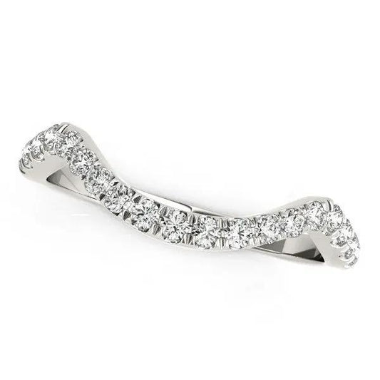Ring 14k white gold curved modern pave diamond wedding band Bids.com on Tampa Home & Garden Store