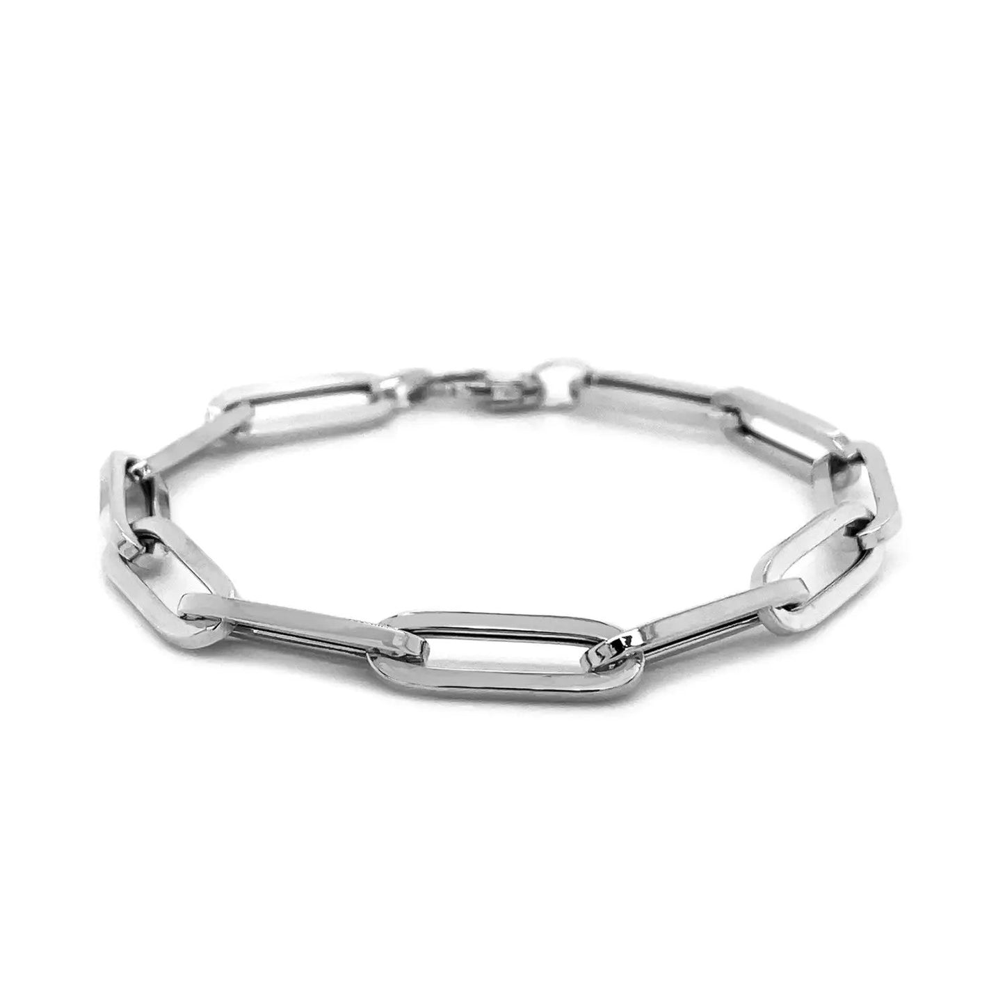 14K white gold extra wide paperclip chain bracelet by Bids.com with oversized rectangular links on Tampa Home & Garden Store