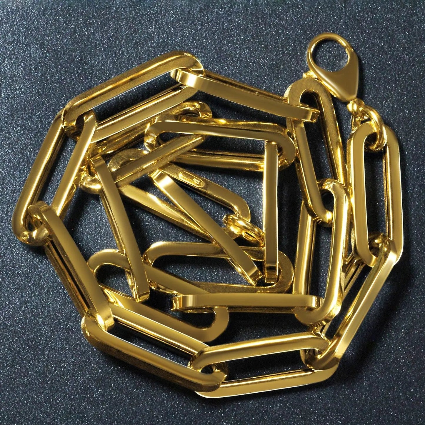 14k yellow gold wide paperclip chain necklace with chunky rectangular links brand Bids on Tampa Home & Garden Store
