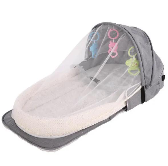 Cama portátil Cuna plegable para bebé Protección solar Mosquitera transpirable Cesta plegable para dormir para bebés con juguetes