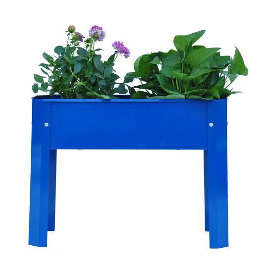 Elevated garden bed metal elevated outdoor flowerpot box suitable for backyard and terrace large flowerpot flower(Blue*2οΌ - Tampa Home & Garden Store