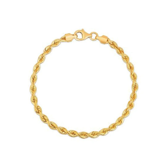 Silk rope chain bracelet in 14K yellow gold, 3.7mm width with lobster clasp on Tampa Home & Garden Store
