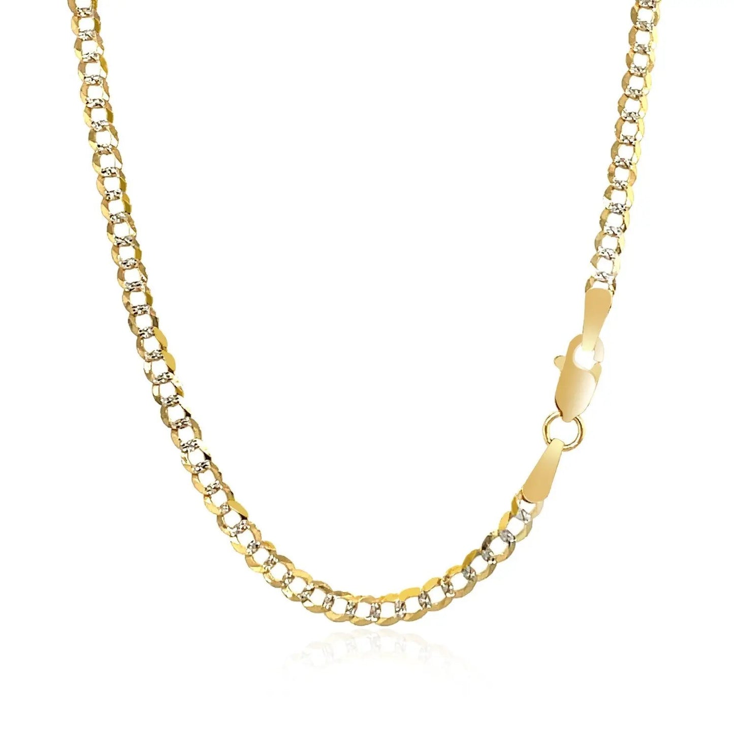 2.6 mm 14k two-tone gold pave curb chain necklace with yellow and white links on Tampa Home & Garden Store