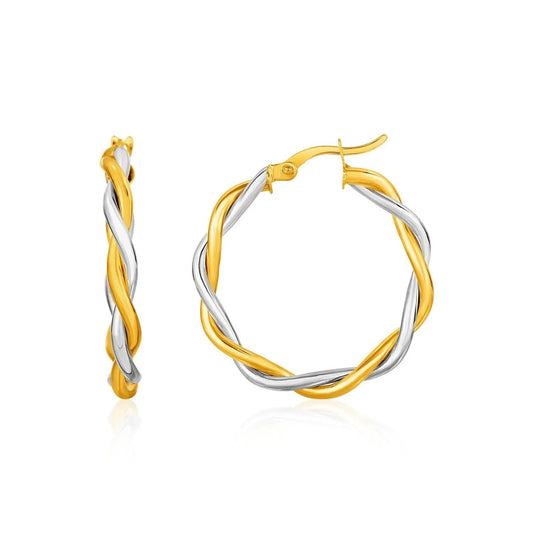 Two-tone twisted wire hoop earrings in 10K yellow and white gold by Bids on Tampa Home & Garden Store