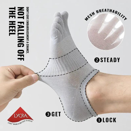 Men's pure cotton five-finger short socks, gray toe socks with Lycra stretch, athletic sock on Tampa Home & Garden Store