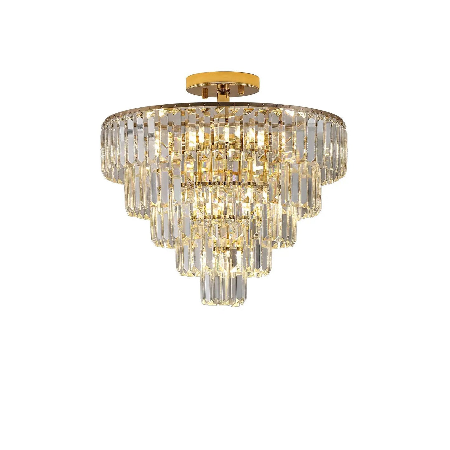 Lustres en cristal doré, plafonnier rond à 5 niveaux, grand luminaire de plafond de luxe contemporain
